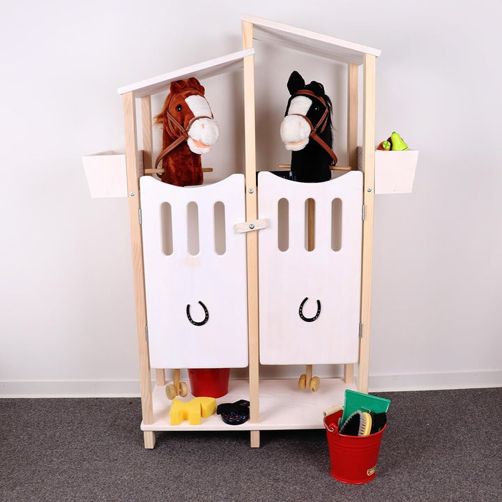 Holzspielzeug Peitz Hobby Horse Stall aus Holz massiv - Stall für 2 Steckenpferde