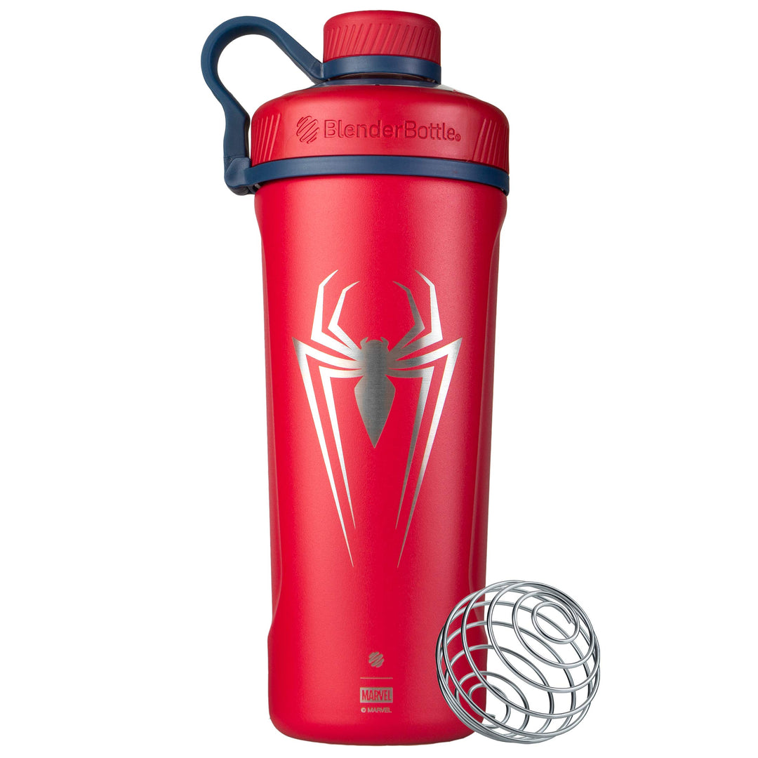 BlenderBottle Marvel Comics Radian Edelstahl Trinkflasche 770ml, Thermoflasche mit BlenderBall, geei