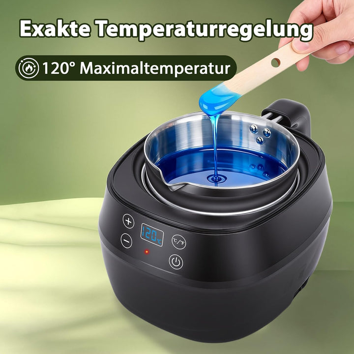 HISUEKIG Elektrischer Wachsschmelzer, 1L Wachsschmelztopf für Kerzenherstellung mit LED Temperaturan