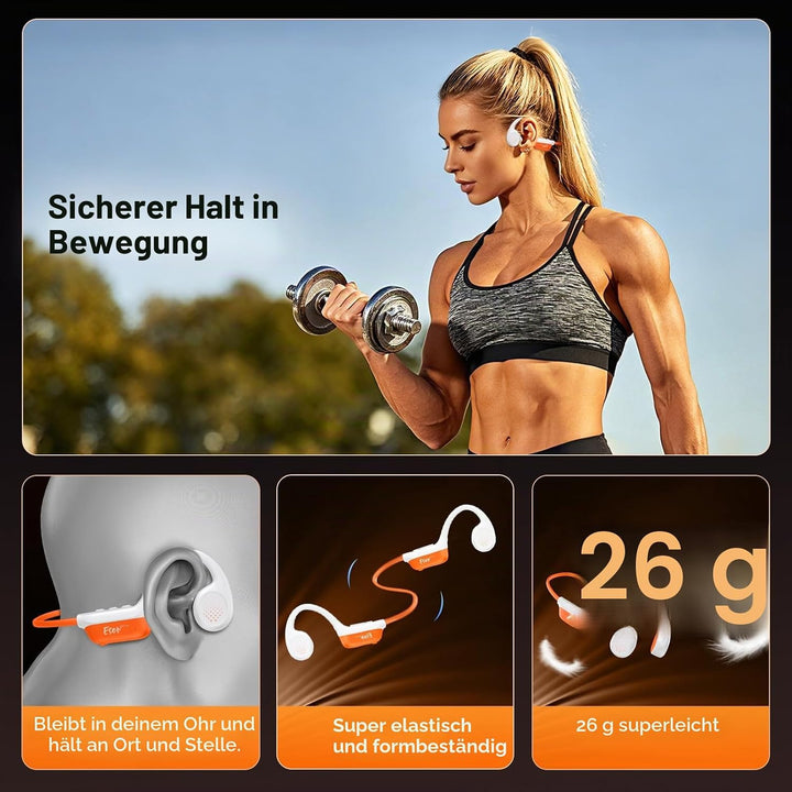 esonstyle Knochenschall Kopfhörer Bluetooth 6.0 - IPX7 wasserdichte Bone Conduction Headphones mit M