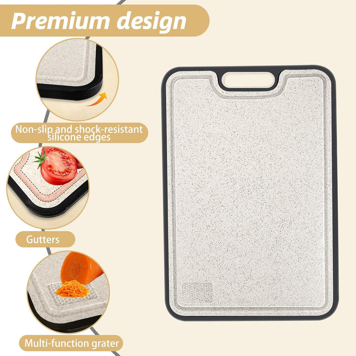 Schneidebrett, grosses Edelstahl schneidebrett,Reisschalen-Faser,Cutting Board mit Saftrutsche,rutsc