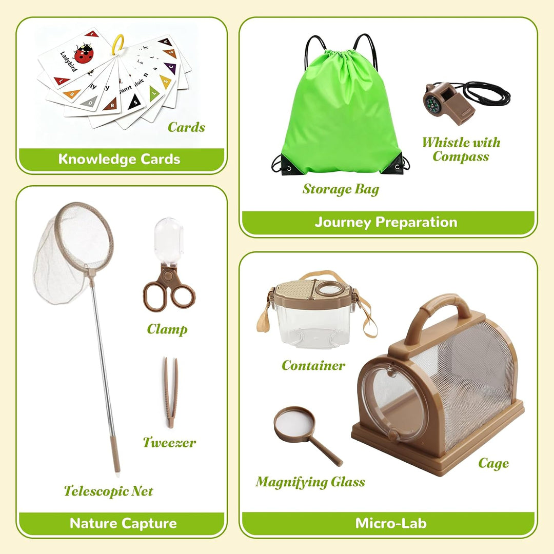 9 Teilig Entdecker Kit für Kinder Forscherset für Kinder 3–12 Jahren