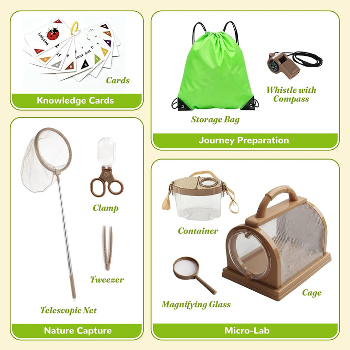 9 Teilig Entdecker Kit für Kinder Forscherset für Kinder 3–12 Jahren