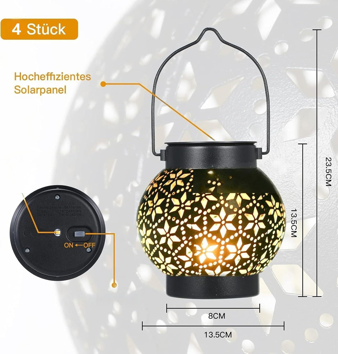 Geschenk für Frauen, 4 Stück Solarlampen für Aussen Garten, Orientalische Solarlaterne für Aussen IP