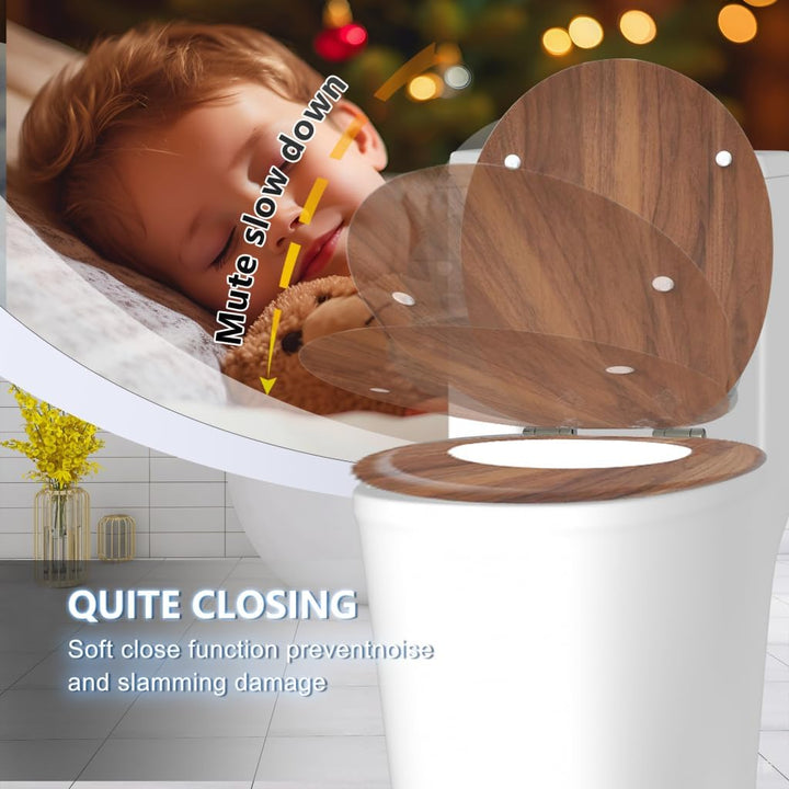 MDF-Toilettensitz mit Soft-Close-Mechanismus, O-förmiger Toilettensitz mit verstellbaren Scharnieren