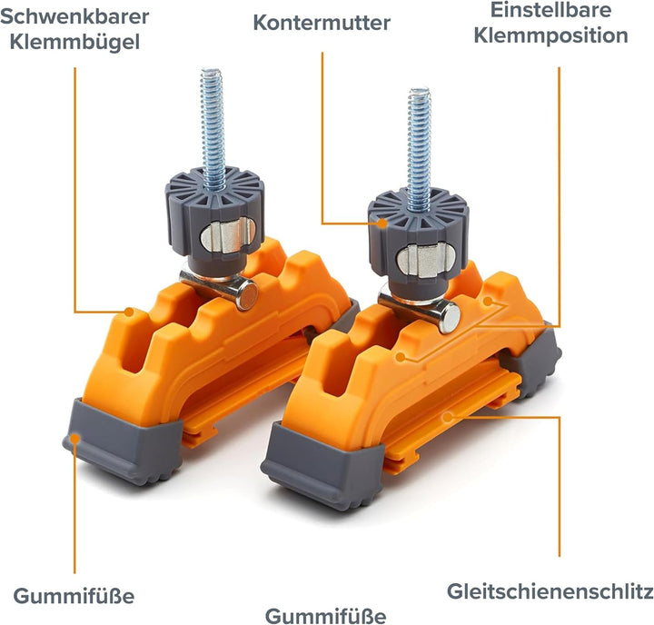 BORA Schienenklemmen, schneiden sicher jeden Winkel mit WTX- und NGX-Klemmkantensystemen, Sägeführun