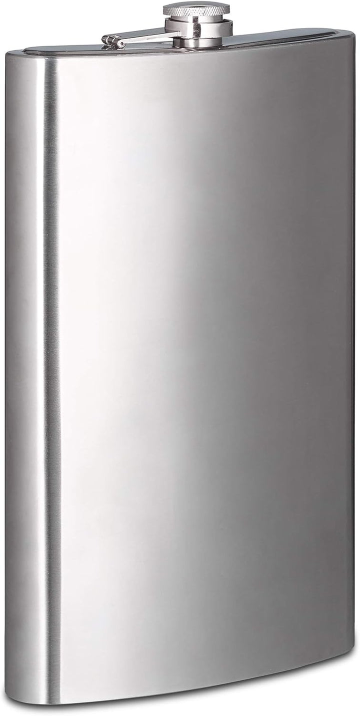 Relaxdays Flachmann XXL aus Edelstahl, Riesen Flachmann mit 1,8l Fassungsvolumen, klassisches Flachm