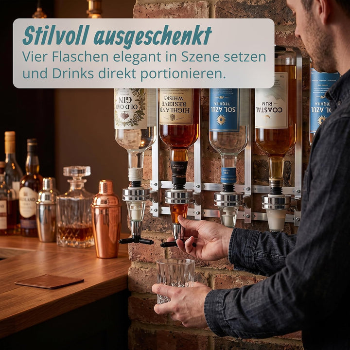 Relaxdays Barbutler Wand, Portonierer für 8 Flaschen, Profi Portionierer 3 cl, Bar Accessoire, HBT: