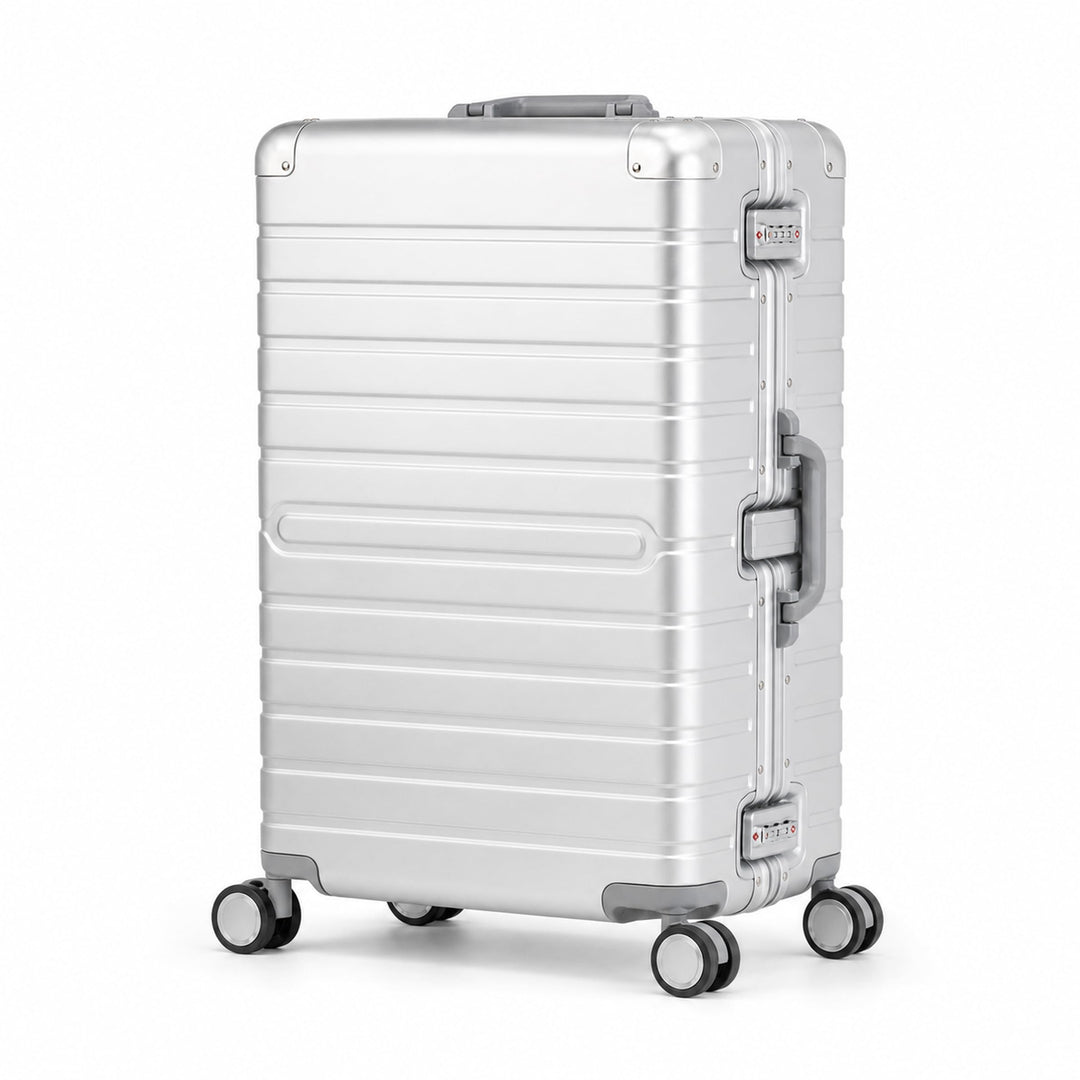 Travelhouse Oslo Alu Reisekoffer Silber L-75cm Hartschalenkoffer Reisetrolley Suitecase Trolley 2X T