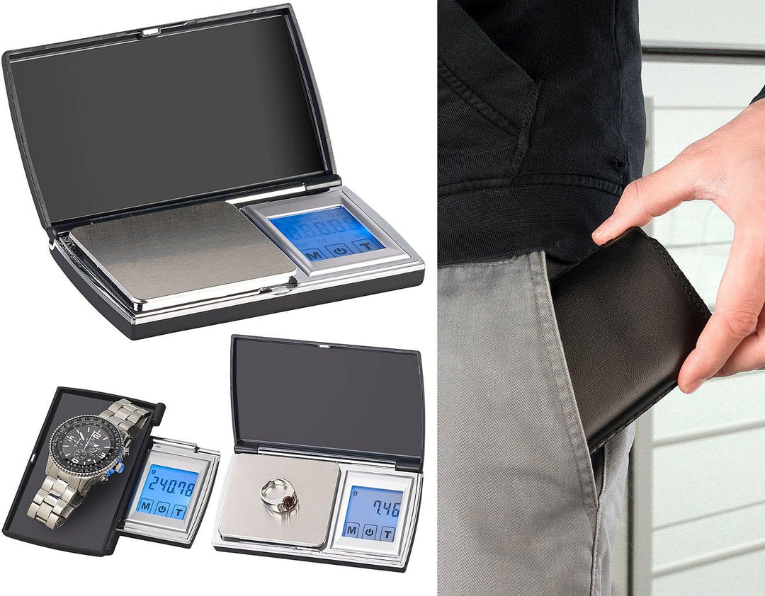 Rosenstein & Söhne Taschenwaage: Digitale Taschen-Feinwaage, Touch-Display, bis 300 g, auf 0,01 g ge