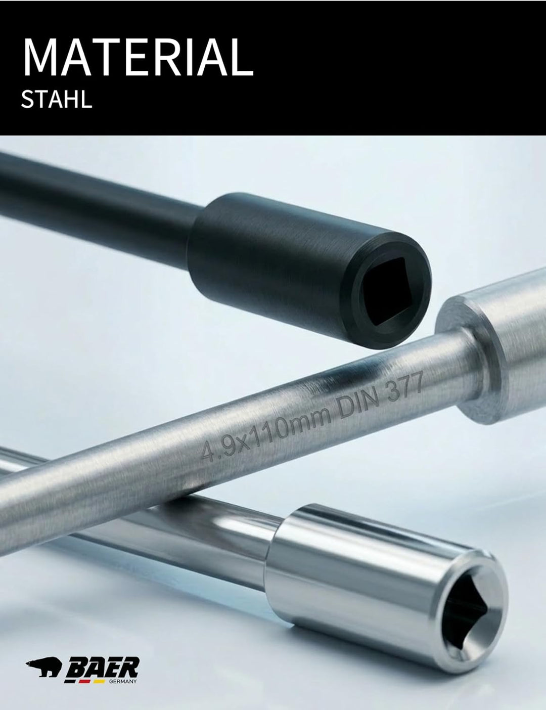 BAER Verlängerung für Vierkant 9,0mm | M 14-16 - Vierkantverlängerung - für Vierkantwerkzeuge nach D