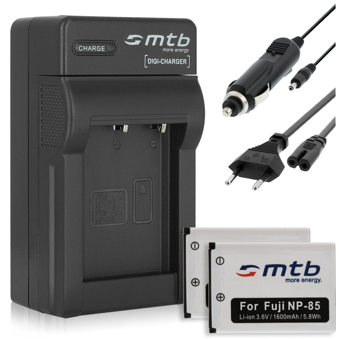 Bundle: 2 Akkus + Ladegerät für Aiptek CB-170 / NP-170