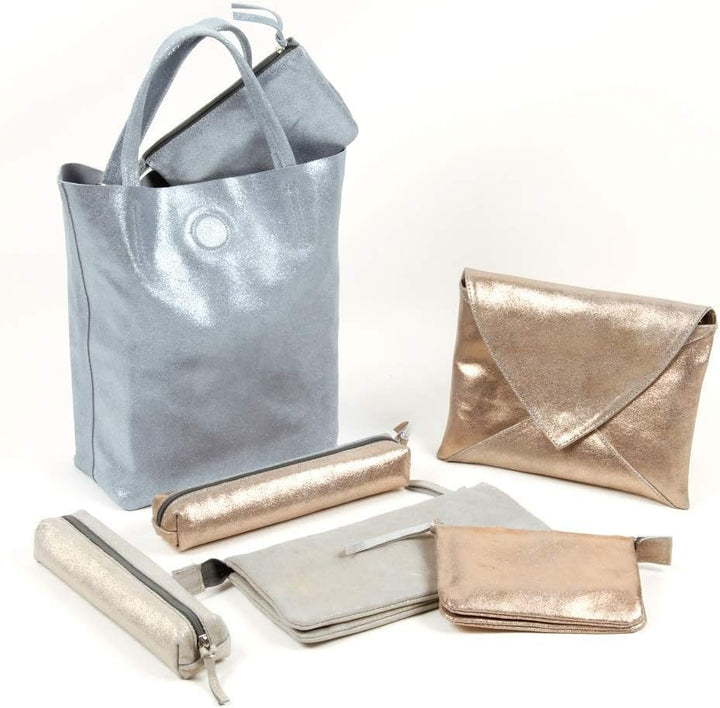 Clairefontaine 400050C Mappe Umschlag Plume (aus Lammwildleder, mit Perlmutt-Effekt, 20x14 cm) 1 Stü