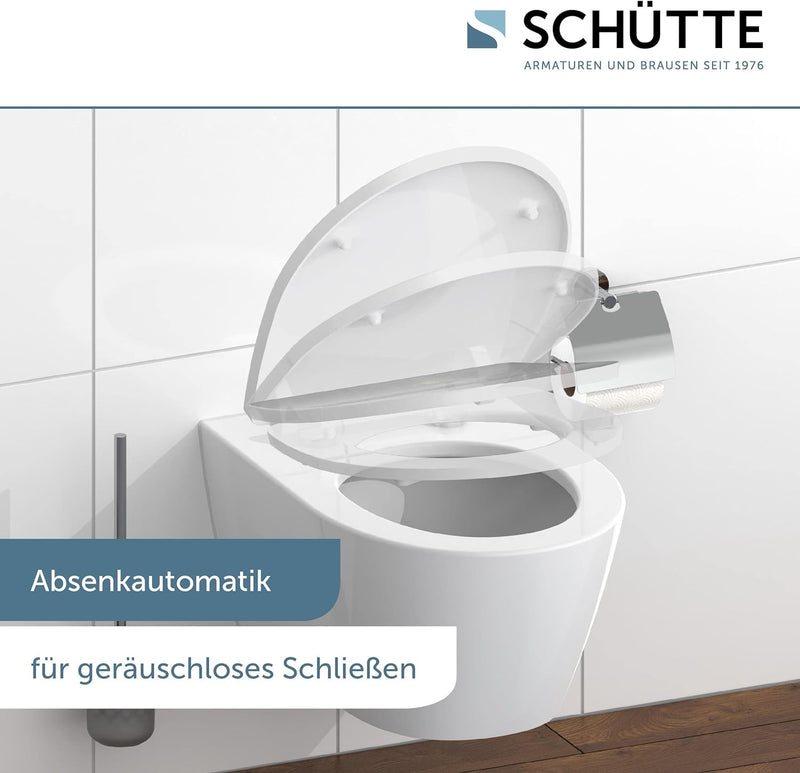 Schütte WC-Sitz Duroplast HG RELAXING FROG, Hochglänzender Toilettensitz mit Absenkautomatik, Schnel