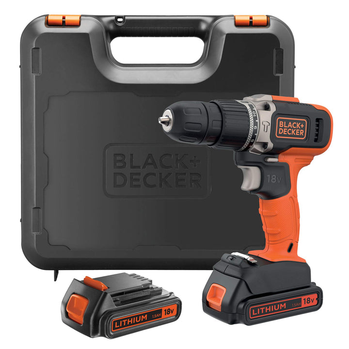 BLACK+DECKER Bohrhammer BCD003C2K-QW 18V 21.000 ipm mit 2 Lithium-Batterien 1,3Ah und Koffer