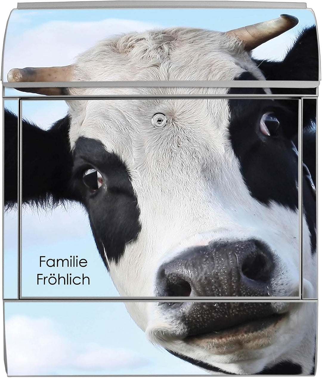 banjado Design Briefkasten personalisiert 38,5x46,5x13cm &amp; 2 Schlüssel - Briefkasten Stahl Silber Ze