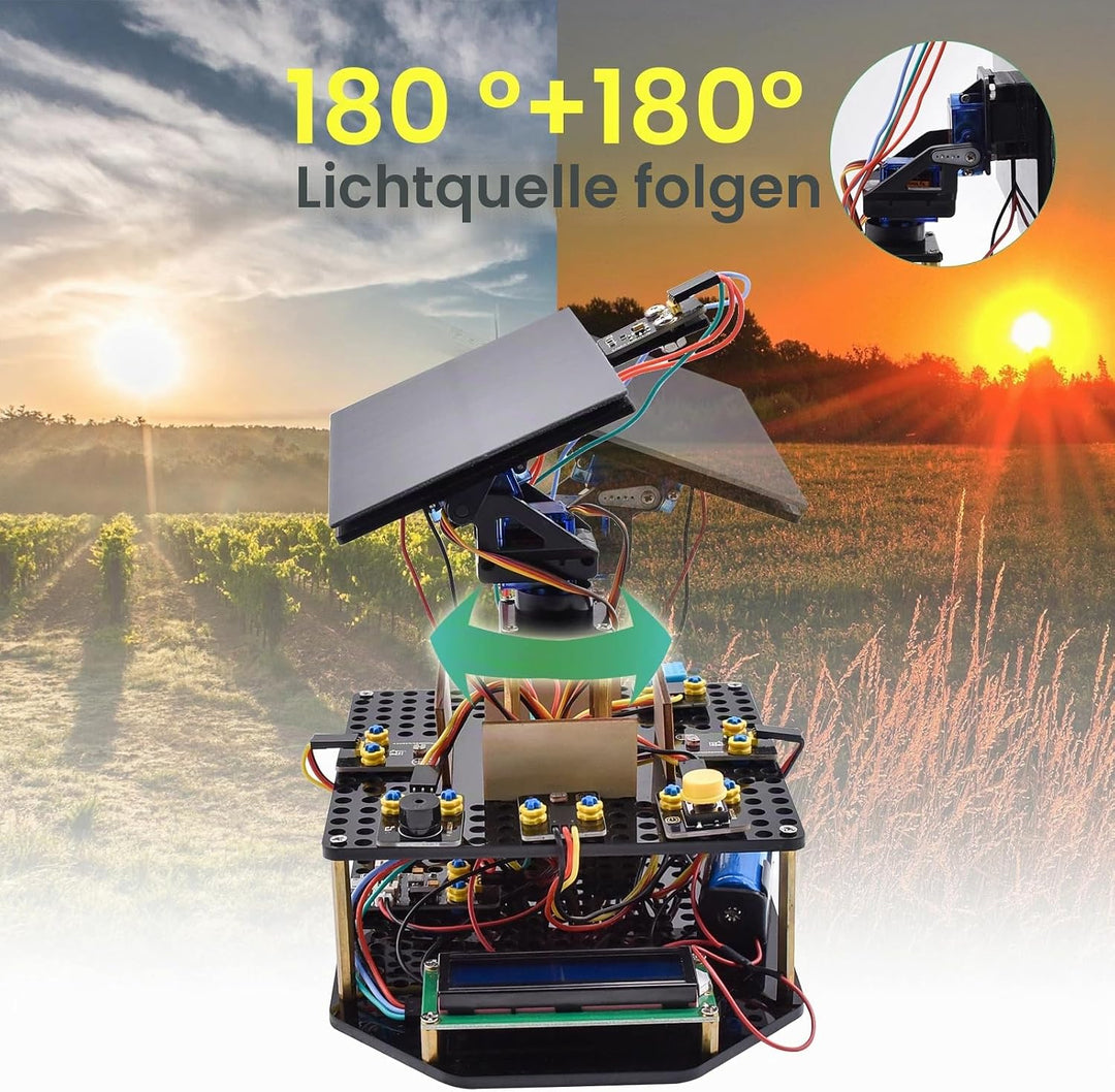 KEYESTUDIO DIY Solar Tracking Electronic Kit for Arduino UN0, Temperature and Humidity Sensor,BH1750