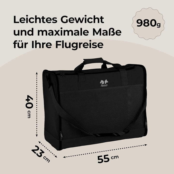 EQUICANI® Hundetasche 55x40x23 cm Flugzeug Faltbare leichte Tragetasche mit Netzstoff, Tragegurt und