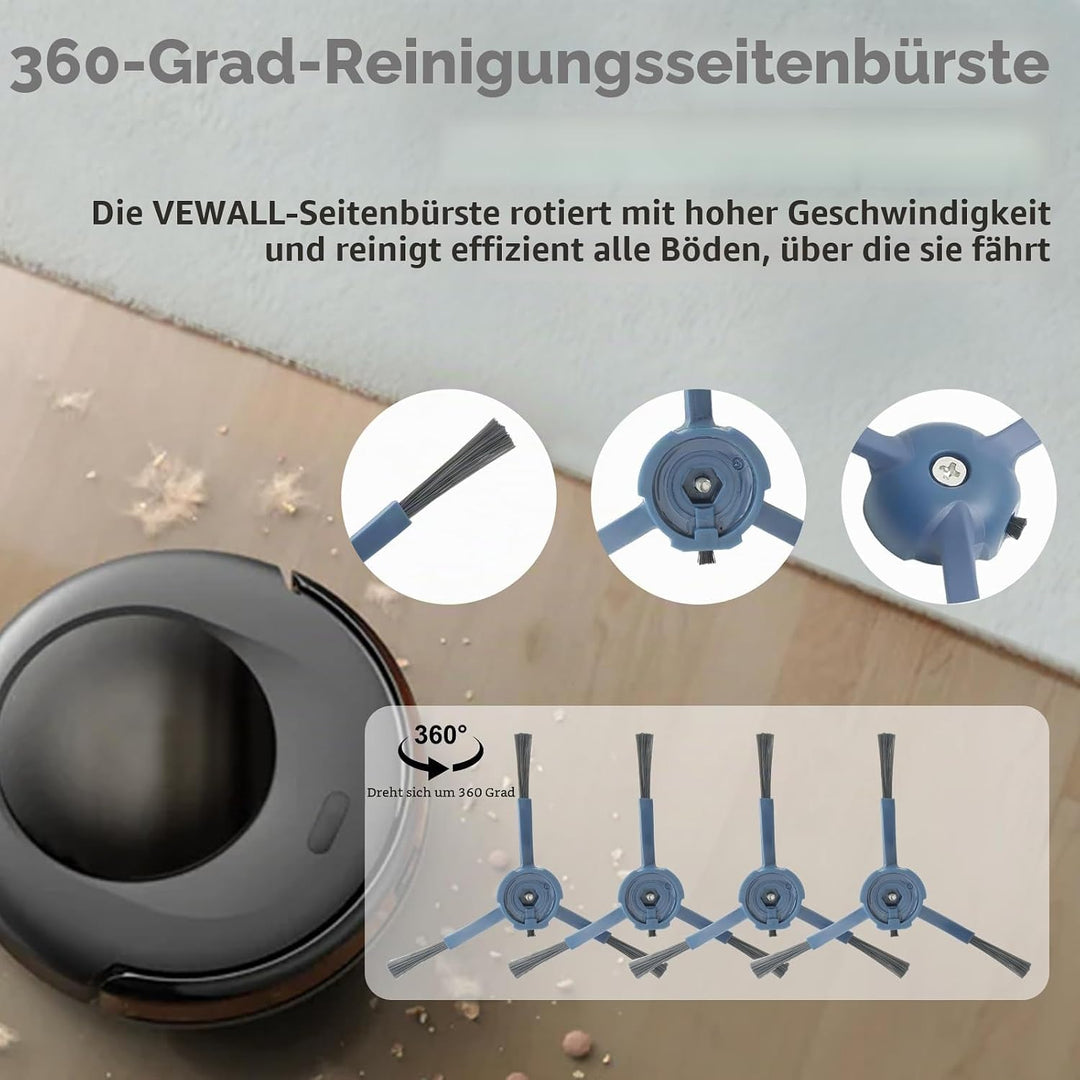 VIEWALL C20 Zubehör für Eufy Omni C20 Staubsauger,1 Hauptbürste, 4 Wischtücher,4 Seitenbürsten,4 HEP