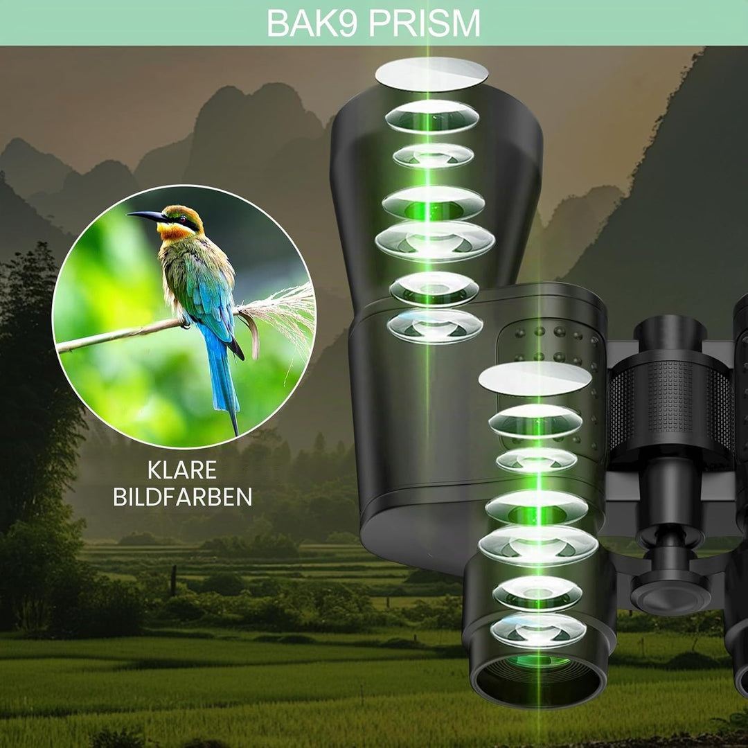 20×50 Fernglas, Fernglas Erwachsene mit BAK9 Prism, Ferngläser mit Trageriemen und Tasche, Feldstech