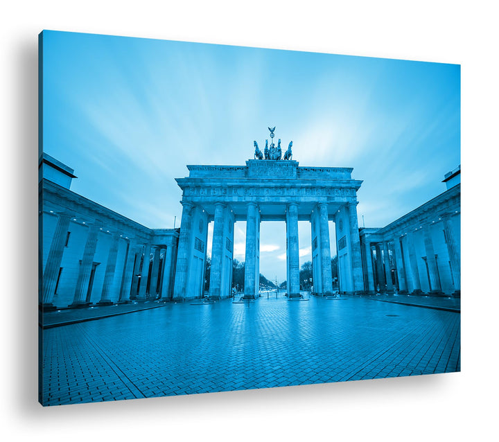 deyoli Brandenburger Tor mit Sonnenstrahlen Format 80x60 Effekt: Monocrome Blau als Leinwandbild, Mo