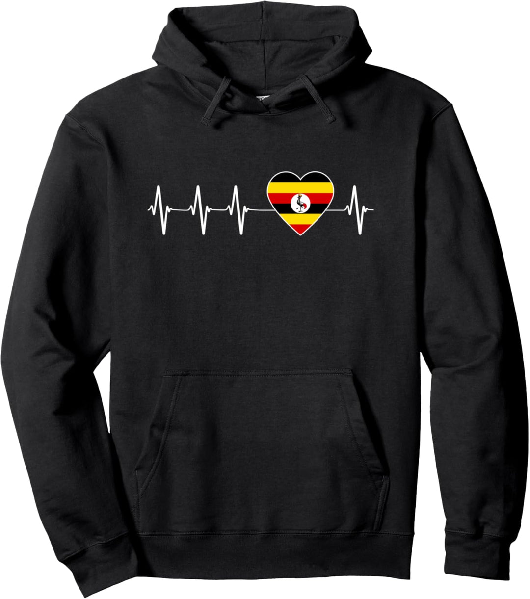 Uganda-Herzschlag I Love Uganda Flagge Herzpuls Pullover Hoodie