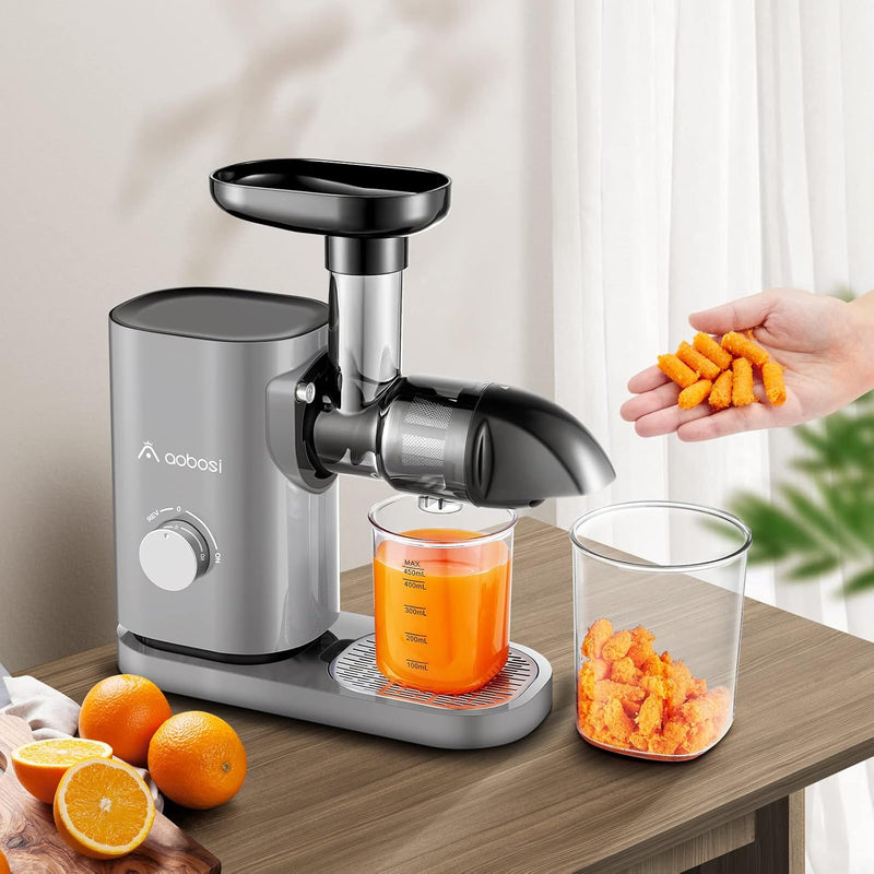 Aobosi Entsafter, Slow Juicer mit Reversierfunktion, elektrischer Entsafter mit 50 mm Öffnung, hoher