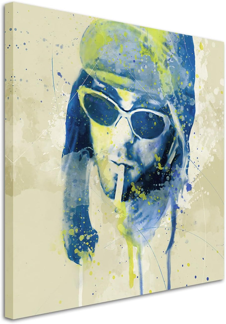 Kurt Cobain I Aqua 60x60cm - Splash Art Paul Sinus Wandbild auf Leinwand - Malerei, Kunstbild, Aquar