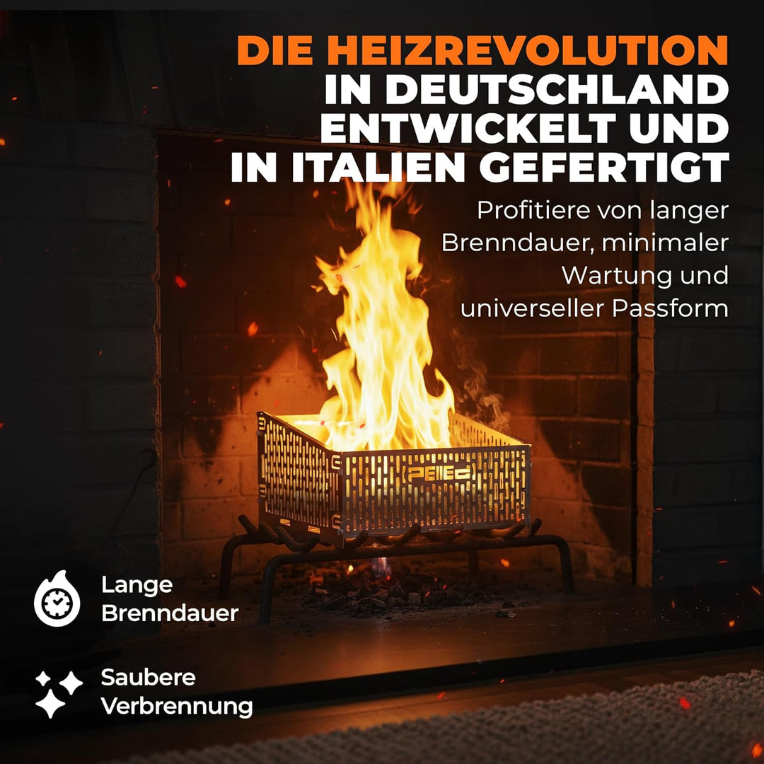 30x25x17cm hitzeresistenter Pelletkorb für Kaminofen | Edelstahl Pelletkorb | Pelletbrennkorb 30% me