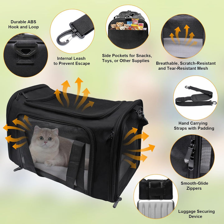 Transporttasche für Katze Hund 51x33x33cm Hundetransportbox, Faltbare Katzentransportbox Tragbar Bis