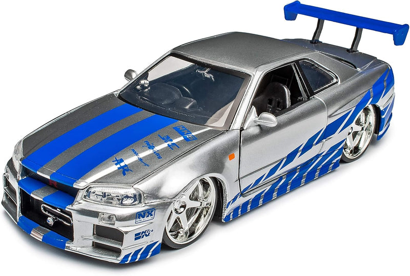 Nisan Skyline GT-R R34 Silber Brian´s Paul Walker The Fast and The Furious 1/24 Jada Modell Auto Ohn