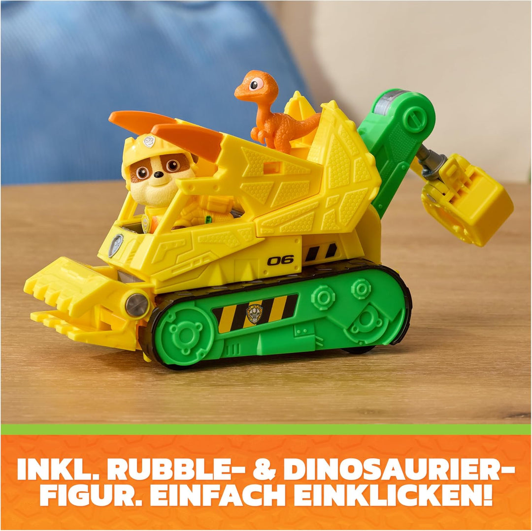 PAW PATROL: Der Dino Film, Rubbles Dino-Rettungs-Bulldozer, BAU-Fahrzeug mit Rubble-Figur für eigene