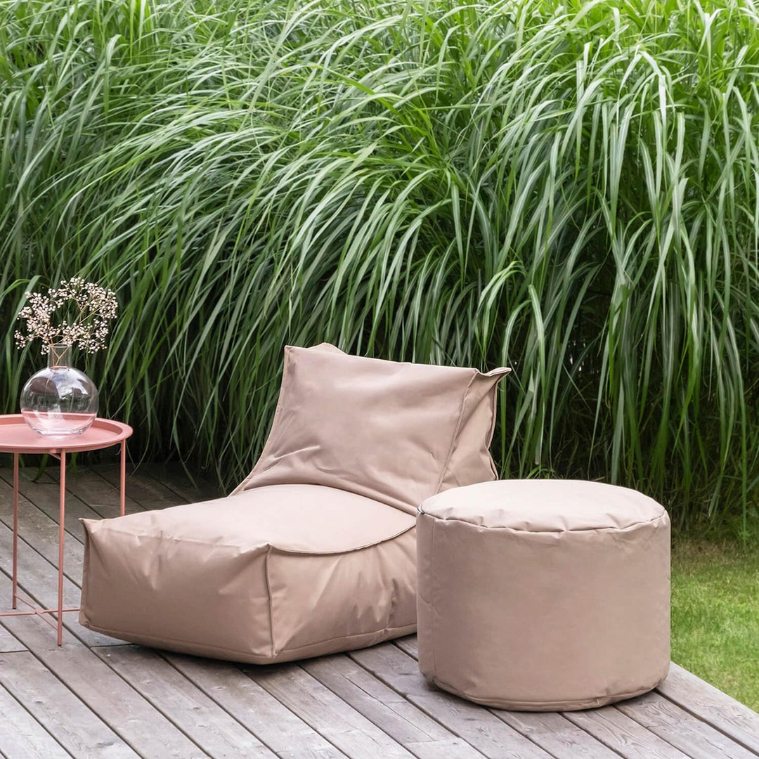 mokebo® Outdoor Pouf o. Hocker 60x40cm in Anthrazit mit schwarzer Schutzhülle &