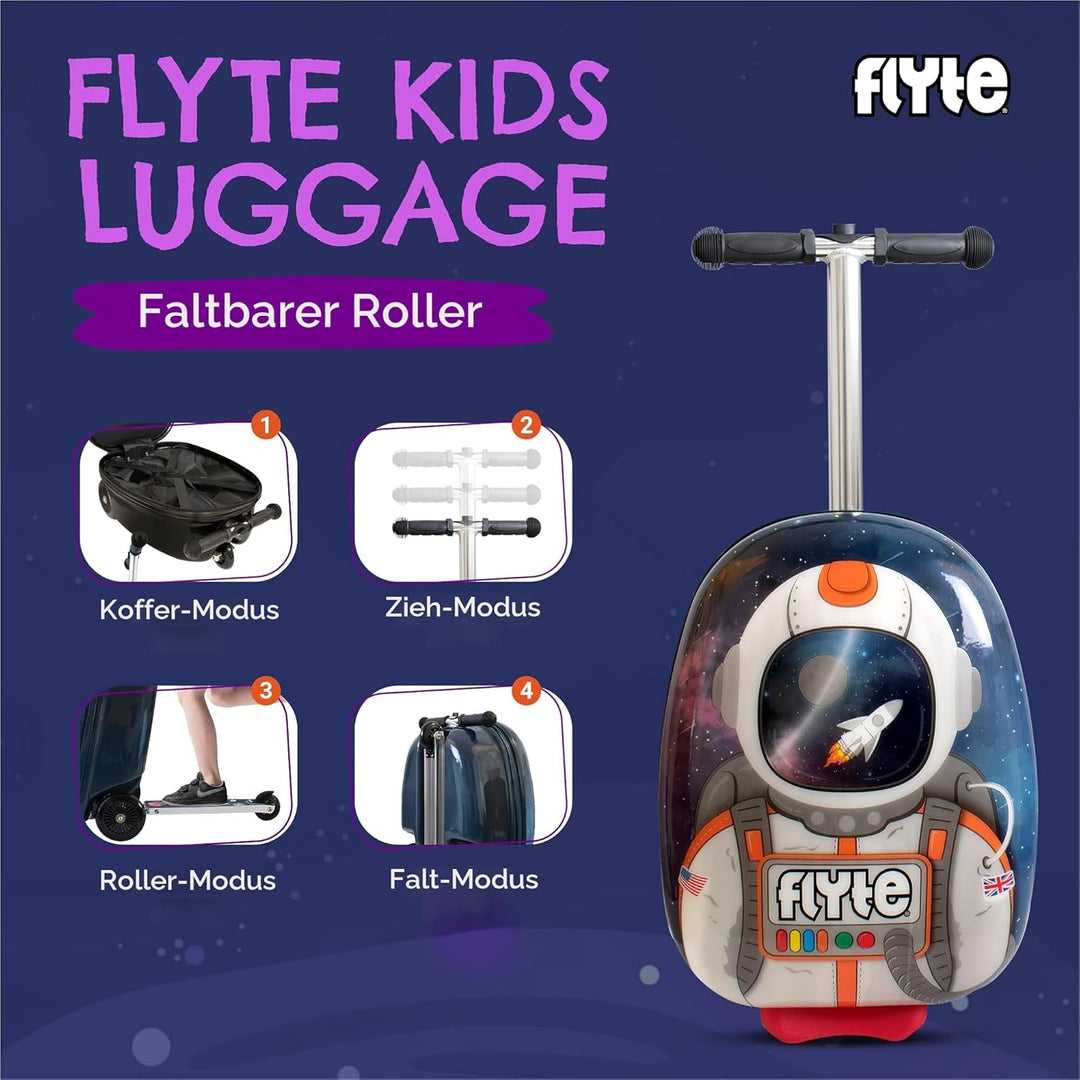 FLYTE Roller-Koffer, Faltbarer Kinderkoffer - Hartschale, Ride On mit Rädern, 2-in-1, 18 Zoll, 25 Li