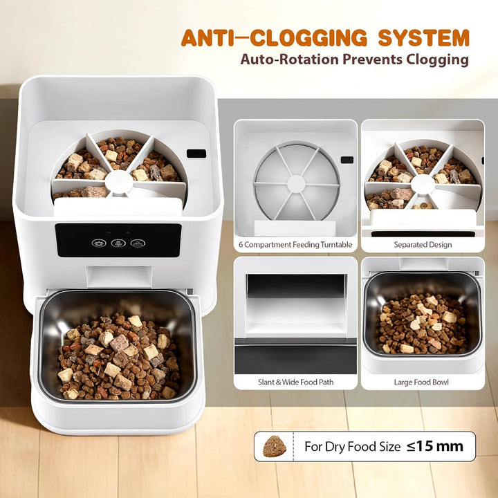 Futterautomat Katze 5L mit App Steuerung,15g Portionen für Katzen &amp; Hunde | Katzenfutter Automat mit