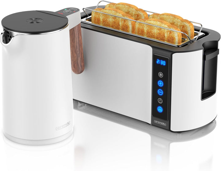Arendo - Wasserkocher Toaster SET - Edelstahl - Wasserkocher mit Temrpatureinstellung - 45-100 Grad