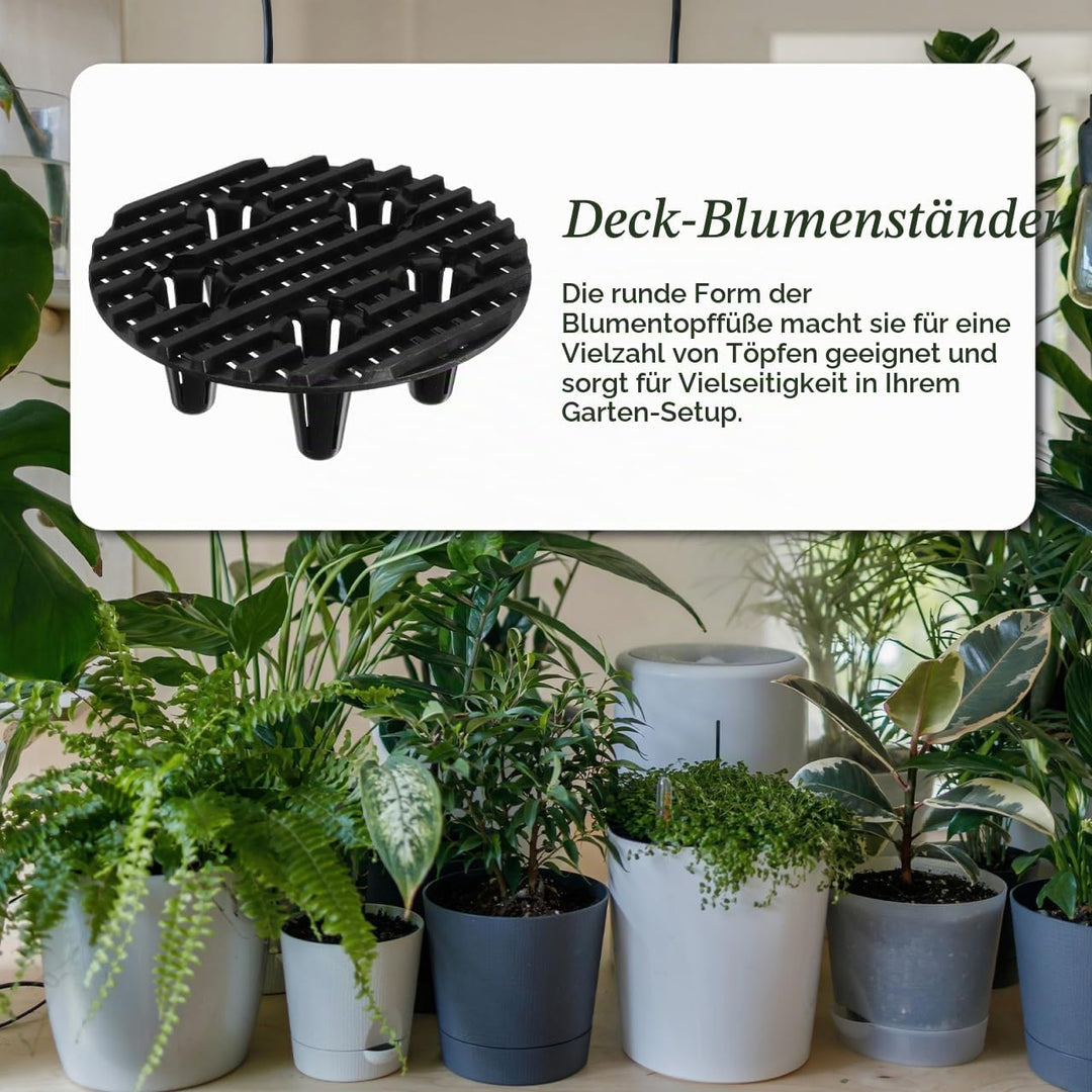 POPETPOP Blumentopfheber Rund 10cm aus Kunststoff Pflanzkübelständer mit Drainagegitter für Innen Au