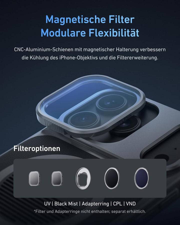 TELESIN Master Grip Kit für iPhone 17 Pro Max, Magnetic Kameragriff für iPhone 17 Pro Max Standard S