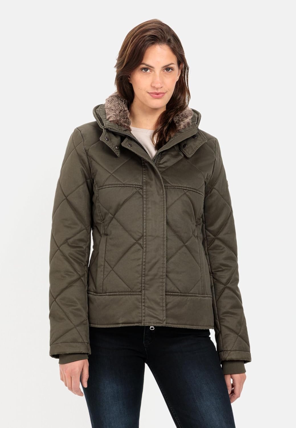 camel active Damen Blouson mit Stehkragen im Vintage Look 36 Khaki, 36 Khaki