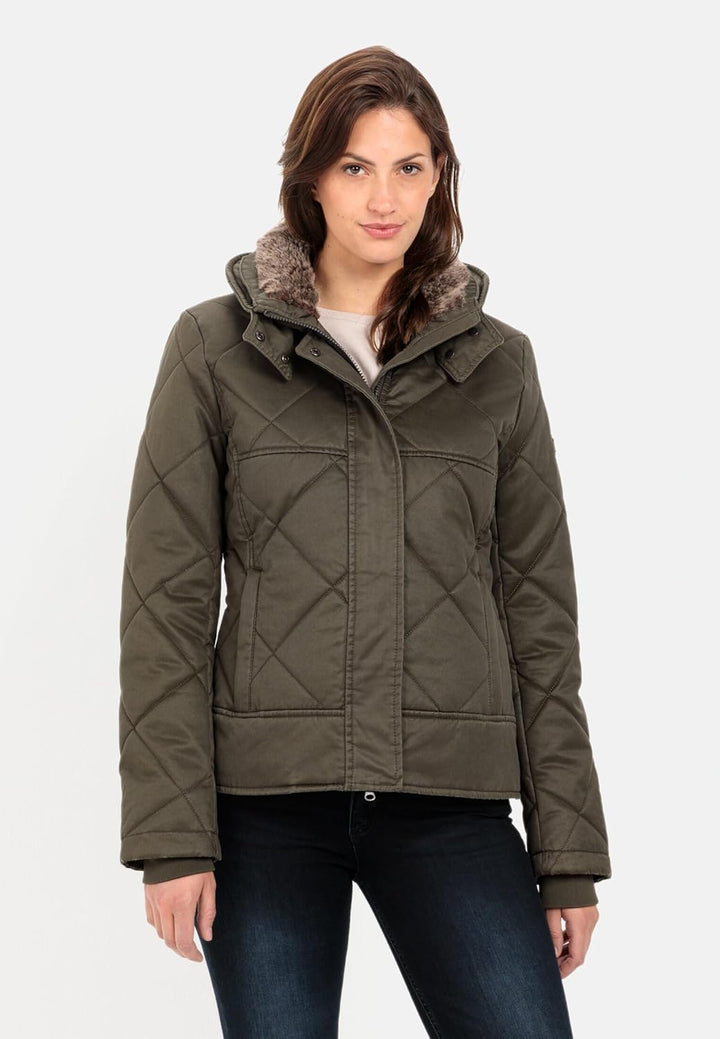 camel active Damen Blouson mit Stehkragen im Vintage Look 36 Khaki, 36 Khaki