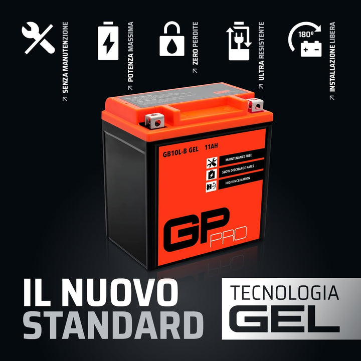 GP-PRO GB10L-B 12V 11Ah GEL-Batterie (Kompatibel mit YB10L-B / YB10L-B2) (Wartungsfrei &amp; Versiegelt)