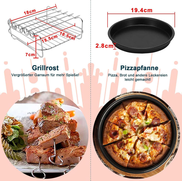 Goodpejine 9PCS 20CM Airfryer Zubehör Set für Philips 2000 Series 4,2L (NA229/00), Russell Hobbs L 4