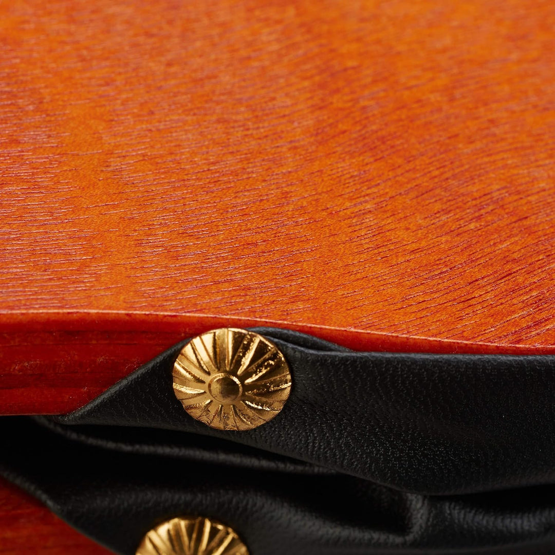 Relaxdays Blasebalg Grill & Kamin, rustikaler Handblasebalg, goldene Ziernägel, Luftbläser, 39 cm la