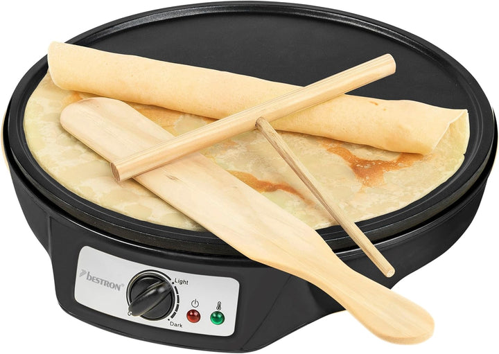 Bestron Crêpes Maker im Retro Design, für Crepes mit Ø 30 cm, inkl. Teigverteiler & Crêpes-Wender, m
