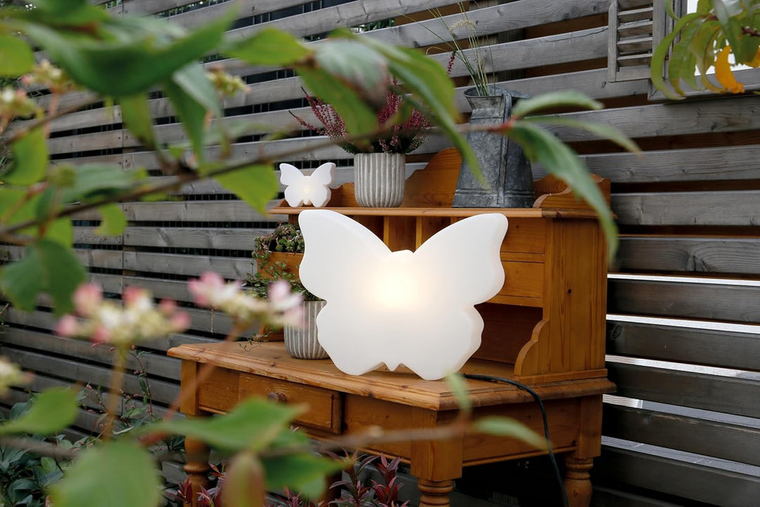 8 seasons design Shining Butterfly LED Deko-Lampe Schmetterling 40 cm (Weiss), E27 Fassung inkl. Leu