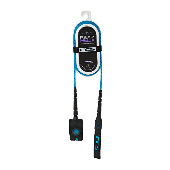 FCS Freedom Helix Leine für Shortboard, lustige Form und Longboard Surfboards 9ft0" Knöchel, blau-sc