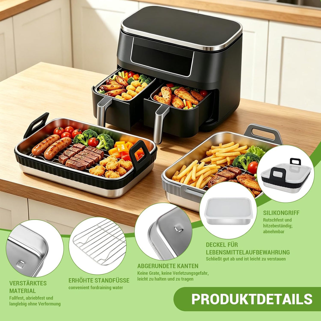 Airfryer Zubehör Set für Ninja AF400EU/AF451EU/AF500EU/DZ400EU, 10-tlg Heissluftfritteuse Zubehör Se