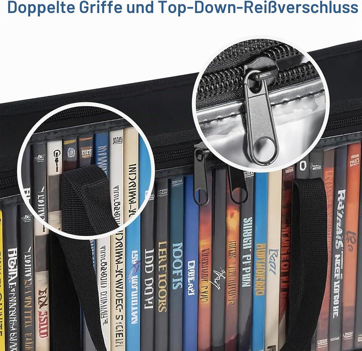 DVD Aufbewahrungstaschen 4er Set, Grosse Kapazität für 160 DVDs/CDs, Transparente PVC Media Organize