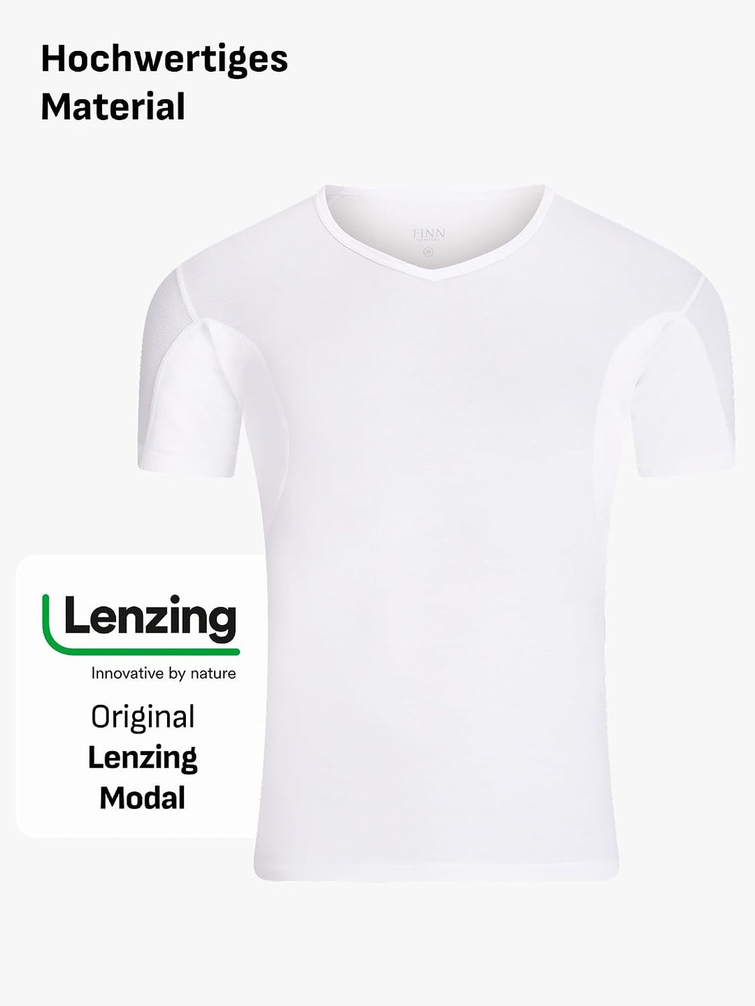 FINN Anti-Schweiss Unterhemd Herren mit Rundhals-Ausschnitt - Unterziehshirt Männer mit Einsätzen ge
