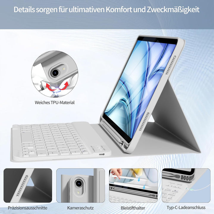 Hülle mit Tastatur für iPad Air 11 Zoll M4/M3/M2 (2026/2025/2024), iPad Air 5 4 2022/2020 10,9 Zoll,